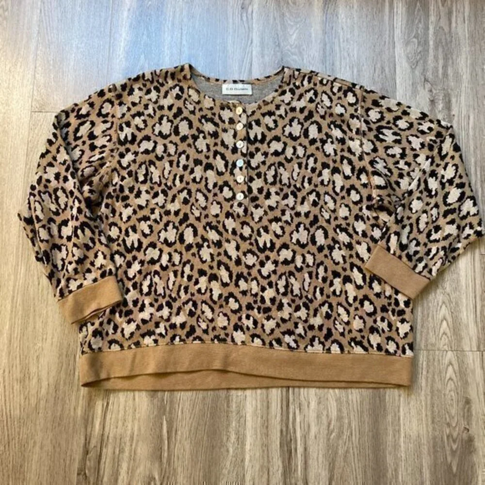 C.D. Daniels Leopard Print Sweater Plus Size 3X